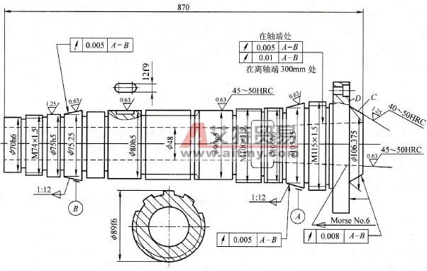 lath main shaft drawing